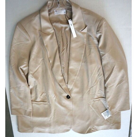 ASOS Edition Curve F101826 Women's Sz 20 Beige Single Breasted One-Button Blazer - Picture 1 of 4